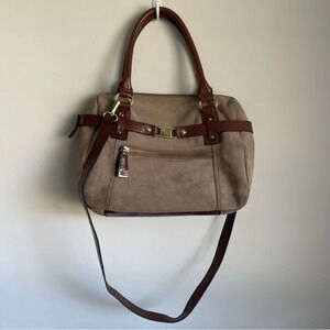 Etienne Aigner tan suede and leather handbag